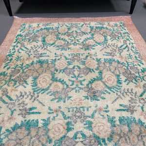 Alfombra Turca de 3.3x6.9 pies, Alfombra Vintage Decorativa, Alfombra Azul de Lana Marroquí - Product Image 4