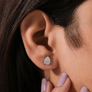 Boucles d'oreilles solitaires en diamant taille poire 1,00 carat EF VS1, diamant de laboratoire en or 14 carats, pour cadeau de mariage ou d'anniversaire, produit tendance - Product Image 2