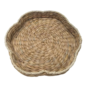 ถาดดอกไม้ทำจากผักตบชวา ขายส่งจากเวียดนาม ถาดเสิร์ฟลายดอกไม้ทำมือ ตะกร้าผลไม้สไตล์โบโฮ ของตกแต่งบ้าน งานฝีมือ - Product Image 4