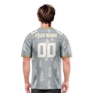 Jersey de fútbol americano personalizado de Navidad gris patrón de copo de nieve nombre del equipo personalizado número regalo para hombres - Product Image 6