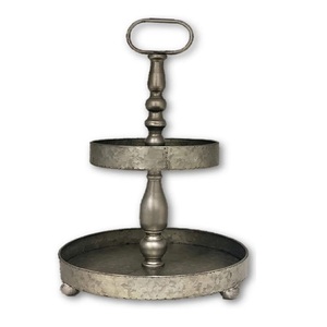 Bandeja de almacenamiento de metal galvanizado con asas Organizador de servicio Soporte rústico escalonado para postres Almacenamiento de encimera - Product Image 4