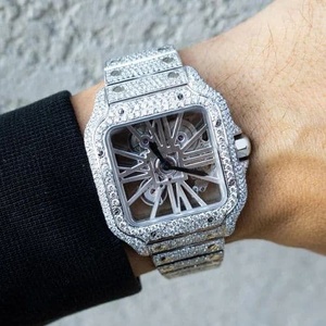 41mm Luxe Entièrement VVV Moissanite GRA Diamant Glacé Montre Hip Hop Buss Quartz Mouvement Squelette Antique Acier Inoxydable Verre - Product Image 6