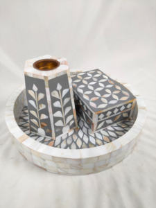 Plateau de service rond en os incrusté avec couleur personnalisée, artisanat en résine moderne durable fait main, taille sur mesure, luxe pour la maison et l'hôtel - Product Image 6