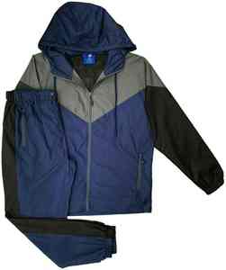 Ensemble de survêtements d'hiver coupe-vent en polyester/coton pour hommes personnalisés avec veste cargo coupe-vent et joggers vêtements de sport deux pièces - Product Image 1