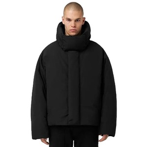 Chaqueta Acolchada Negra Personalizada para Hombre, Chaqueta de Invierno con Capucha, Impermeable, Transpirable, Ropa de Calle, con Cremallera - Product Image 1