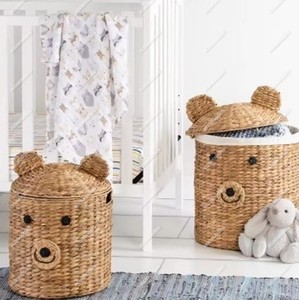 Unique Hand Woven Eco Friendly Cute Animal Shape Organizer <b>Nursery</b> Gift Storage Basket With <b>Lid</b> for Kids Toys Container - Product Image 6