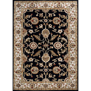 Tapis en laine et viscose tufté à la main Kasbah gris et noir, motif floral, pour salon, chambre à coucher, rectangulaire 4m, épaisseur 10mm - Top-1517 - Product Image 1