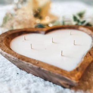 Bol en bois fait main avec bougie en forme de cœur pour décoration de Noël avec prix de gros et qualité supérieure du fournisseur indien - Product Image 1