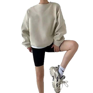 Wholesale Lose Fit Breathable Anti-wrinkle Hoodies for Woman Half Zip 100% Cotton Drop Shoulder Sweatshirts - Product Image 3