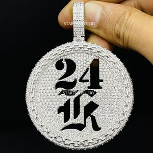 Pendentif avec logo Moissanite personnalisé, Pendentif avec logo personnalisé Moissanite VVS, Pendentif Moissanite personnalisé, Pendentif Moissanite Hip Hop en argent - Product Image 1