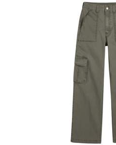 กางเกงคาร์โก้ผ้าฝ้าย 100% สีเขียวมะกอกเข้ม น้ำหนักเบา ทรงตรง มีกระเป๋าหลายช่อง สไตล์ลำลอง ทนทาน เหมาะสำหรับใส่ทำงานหรือใส่เที่ยว - Product Image 2