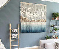 Décoration murale en macramé tissé bohème, 100% coton, tissu classique, fait main, décoration nordique pour la maison, design traditionnel, rideaux vintage avec pompons