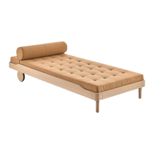 Tumbona Rapael de madera maciza de teca de alta calidad, acabado Natural con cojín a prueba de sol, Material plástico de ratán, tumbona - Product Image 6