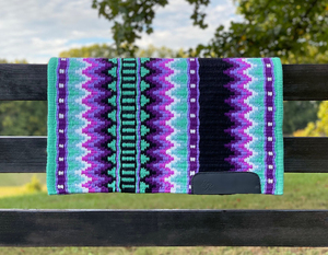 Western Show Horse Saddle Blanket Diseño de Nueva Zelanda Manta de sillín de lana hecha a mano Top Wool Saddle Pad Size - Product Image 1