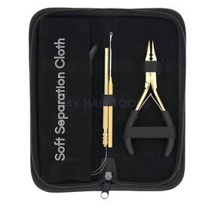 Kit d'extension de cheveux en micro-perles en acier inoxydable avec pince à sertir antidérapante, outil de retrait, boucle de traction et crochet pour l'application - Product Image 5