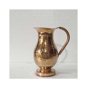 Grand pichet à eau en cuivre pur avec poignée élégante Pichet ayurvédique fait à la main pour un usage quotidien Cuisine Salle à manger et stockage de l'eau - Product Image 5