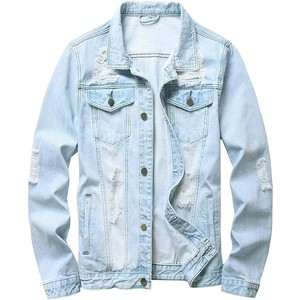 Veste en jean décontractée de haute qualité pour hommes 100% coton couleur unie avec poche dernier tissu tissé léger pour le Style de printemps - Product Image 1