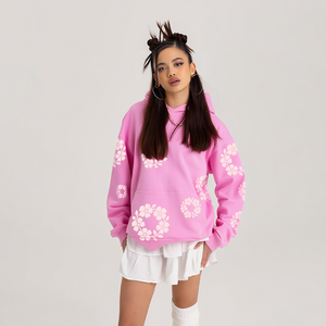 Sudadera de diseñador con capucha de flores con estampado de algodón Puff de alta calidad para hombre, conjunto de chándal de estilo callejero americano de moda Unisex - Product Image 2