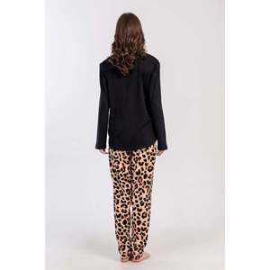 KADIN P.SUPREM BATTAL XXL O YAKA UZUN KOL ETEGI OVAL PIJAMA TAKIM - สีดำ - สีดำ - Product Image 4