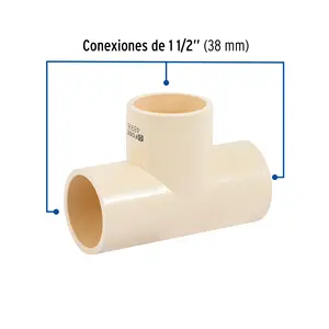 FOSET Manual 1-1/2 \ "CPVC singolo tee Box 4 PN16 boccola in plastica lavorata con superficie liscia a pressione per applicazioni liquide JIS - Product Image 2