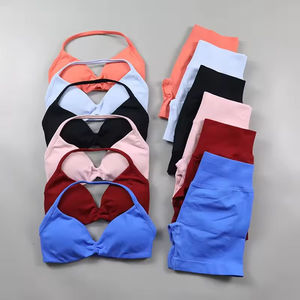 Vente en gros de leggings de yoga stretch sans couture côtelés de haute qualité ensemble 2 pièces pour femmes - Product Image 1