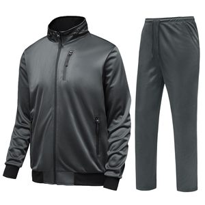 Wholesale Sweatsuits Custom Embroidery Logo Zip up Jacket and Pant Jogger Sets Cotton French Terry 2 Piece Set Tracksuits <b>Men</b> - Product Image 3