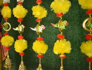 Marigold Mogra cloche guirlande avec perroquet maison Temple décoration indien mariage guirlande fleur cordes Haldi Mehndi scène toile de fond - Product Image 5