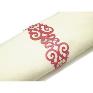 Rond de serviette en métal Design de luxe enduit d'orange de haute qualité pour les accessoires de table de mariage et de décoration de la maison - Product Image 5