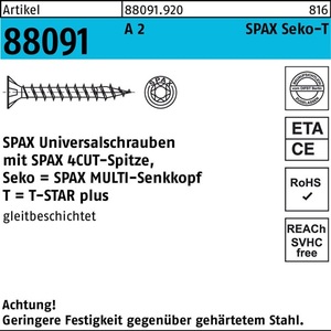 Tornillo SPAX R 88091 SEKO T-STAR 5x30/24-T20 A2 Paquete de 200 Piezas - Product Image 1