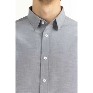 Chemises décontractées pour hommes à col montant avec boutons, 100 % coton popeline, design à carreaux, offre ODM - Product Image 3