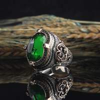 Bague de fiançailles élégante en argent 925 avec agate, sertie dans un cadre classique, pour homme, en bronze antique plaqué rhodium, bijoux turcs avec pierres précieuses