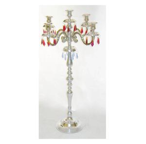 Bougeoir de fête à la maison avec cristaux bleus suspendus 5 bras Chandelier artisanal Candélabre pour Noël Anniversaire Mariage - Product Image 5