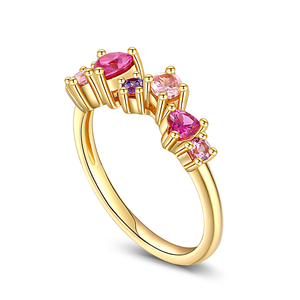 แหวนประดับเพทายหลากสี Jeulia Dream Garden เงินสเตอร์ลิงชุบทอง 18K - Product Image 4