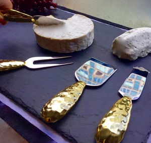Vente en gros de couteaux à fromage de luxe à manche martelé en or en acier inoxydable coupe bambou mariage restaurant hôtel cuisine Inde - Product Image 2