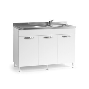 Mobile Cucina Base 3 Ante 120x50xh85 cm Senza Lavello Bianco - Product Image 1