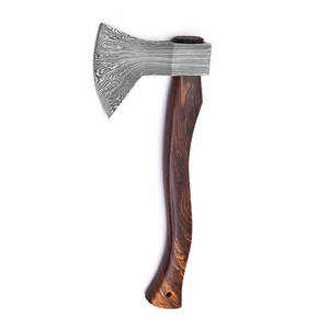 Hache en acier Damas, fabrication artisanale, motif personnalisé, manche en bois massif, pour le camping, le bushcraft, la chasse et les équipements de plein air - Product Image 5