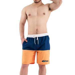 Pantalones cortos deportivos informales para hombre, pantalones cortos ligeros de secado rápido para entrenamiento de gimnasio con decoración de patrón de cintura elástica cómoda - Product Image 3