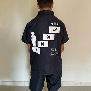 Ensemble d'été unisexe 220 g/m² grande taille deux pièces en coton 100 % tissé brodé uni sans couture avec t-shirt et short - Product Image 2