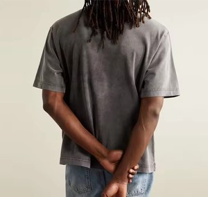 OEM Custom <b>LOGO</b> Mock Neck Wholesale Cotton Drop Shoulder Blank Oversize Streetwear Custom Acid Wash T-Shirt For Men - Product Image 2