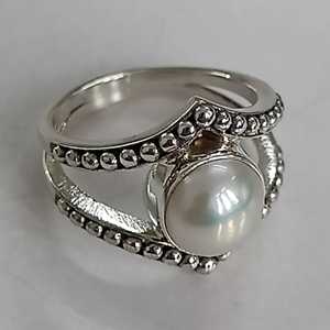 Navya Craft Handmade 925 Sterling <b>Silver</b> Freshwater Pearl <b>Statement</b> <b>Ring</b> Boho June Birthstone Jewelry with Sizes 4 13 for Women - Product Image 5