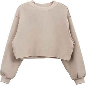 Sweat-shirt court en molleton pour femme, à manches longues, avec personnalisation de marque, séchage rapide, léger, fabriqué en usine OEM - Product Image 1