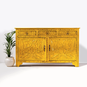 Commode jaune sculptée - Product Image 1