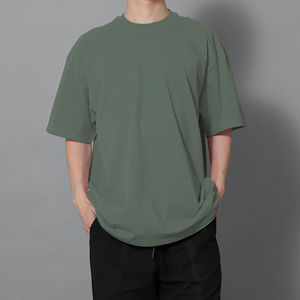 Fabricant OEM Vente en gros Logo personnalisé 100% coton T-shirt surdimensionné pour homme Tissu tricoté lourd de haute qualité Design uni - Product Image 4