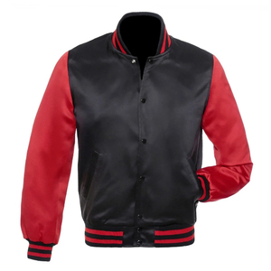 Satén de seda personalizado Vintage OEM en blanco Hip Hop Streetwear en blanco satén Varsity chaqueta para hombres - Product Image 5