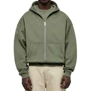 Sweat à capuche zippé pour homme de haute qualité, coupe classique, uni, pour logo personnalisé brodé, fabrication directe, jogging uni teint - Product Image 6