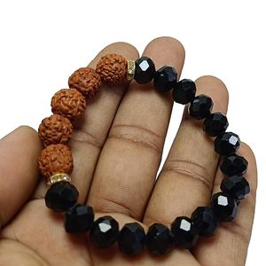 สร้อยข้อมือคริสตัล rudraksha และลูกปัดเหลี่ยมเพชรพลอยออบซิเดียนหิน8มม. เครื่องประดับแฟชั่นสำหรับผู้ชายและผู้หญิงพลังงานของขวัญ - Product Image 6