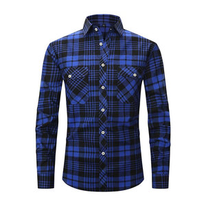 2024 calidad superior personalizada hilo teñido tela peso ligero algodón Material Casual camisa franela hombres camisa - Product Image 1