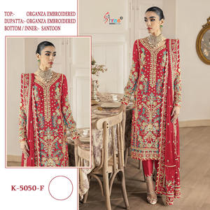 Dernière tenue de créateur Evergreen, best-seller, costume Salwar en organza avec dupatta, broderie lourde, fabrication en Inde - Product Image 2