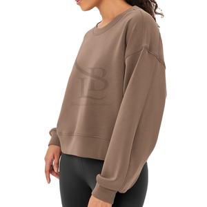 สเวตเชิ้ตคอกลมแขนยาวผ้าฝ้ายโพลีเอสเตอร์สำหรับผู้หญิงเสื้อกีฬาลำลองแฟชั่นแนววินเทจ - Product Image 4