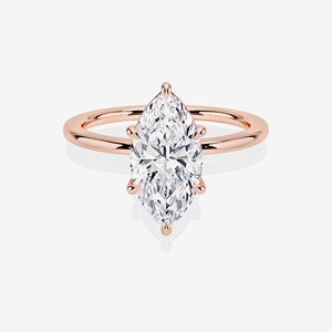 Anillo de Compromiso Petite Solitaire en Oro de 14K con Diamante de Corte Marquesa Cultivado en Laboratorio - Product Image 6